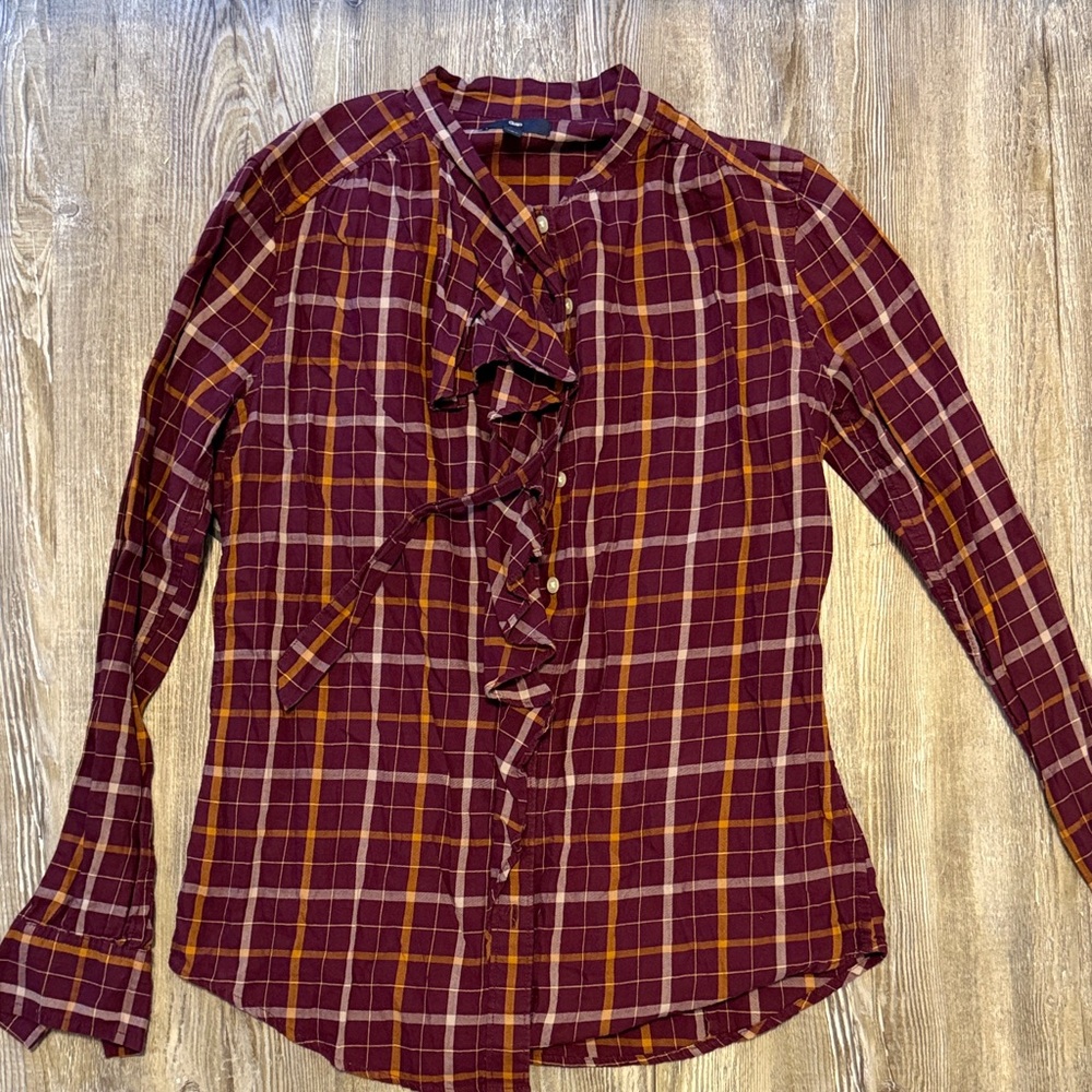 GAP Burgundy Plaid Women's Top